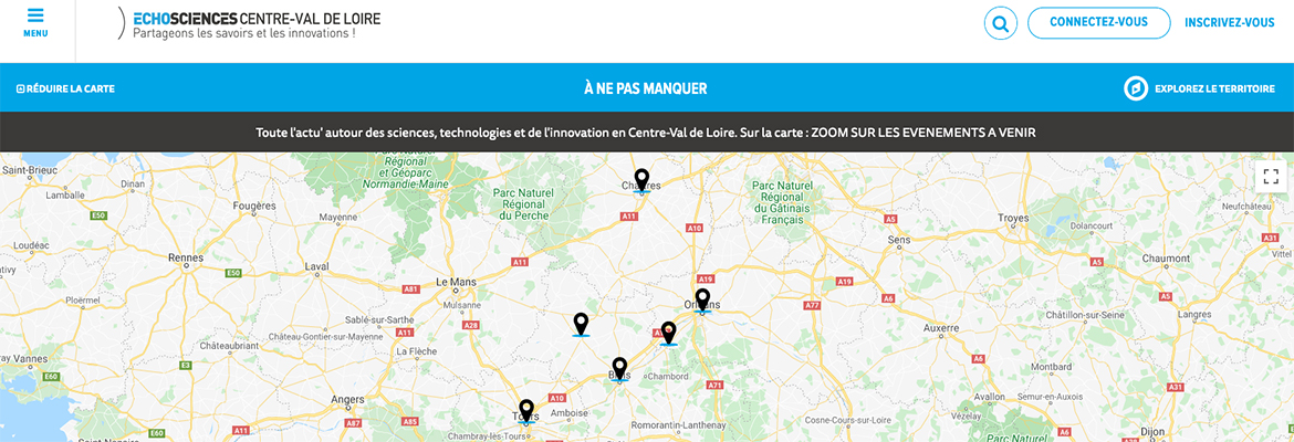 Capture d'écran du site Echosciences Centre-Val de Loire