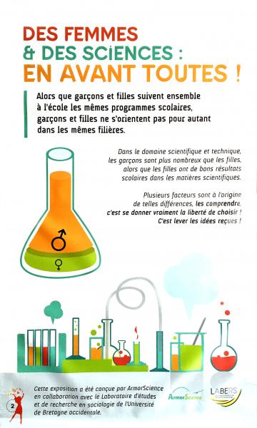 Panneau de description de l'exposition femmes de science en avant toutes